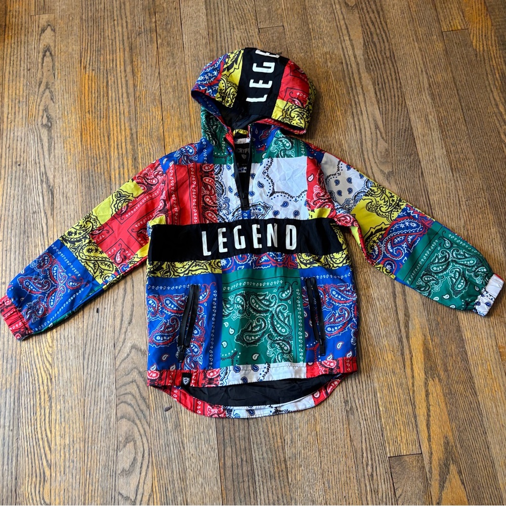 Encrypted Bandanna Patchwork Pullover Hooded Windbreaker